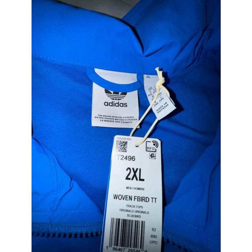 Adidas Adicolor Bluebird Blue Woven Firebird TT Track Jacket 2XL New - Picture 8 of 8